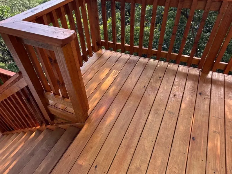 Newly stained wood deck